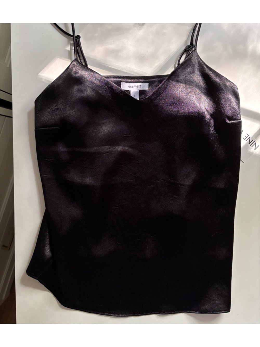 Nine West Black Satin V-Neck Slip Camisole